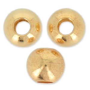 Flattened round beads with large holes 8x7 mm - Gold-plated x6