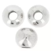 Round flattened large holes 8x7 mm - Fine silver plating x6
