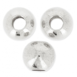Round flattened large holes 8x7 mm - Fine silver plating x6
