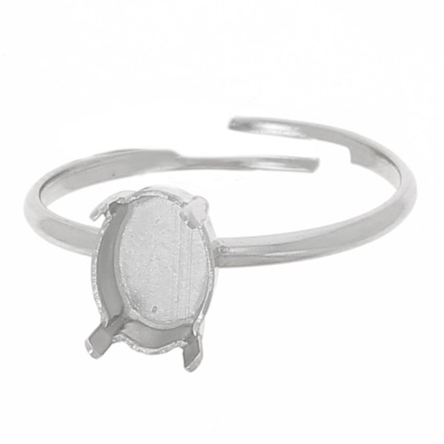 Ring for 3 cabochon 4122 8x6 mm Silver tone