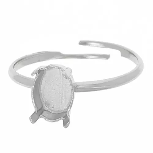 Ring for 3 cabochon 4122 8x6 mm Silver tone