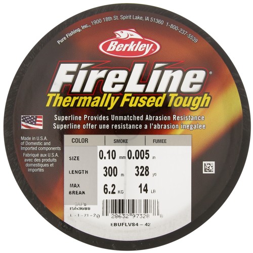 Fireline braided - Fused braid 0.10 mm (14LB) Smoke Grey x300 m
