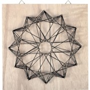 String Art Kit Rosace shape square rough wood 22x22 cm For DIY decoration|raw }}
