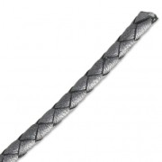 Braided leather cord 4 mm Dark Silver x 50 cm|raw }}