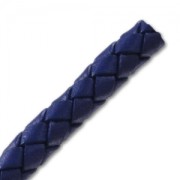 6mm Braided leather cord - Electric Blue x 50 cm|raw }}