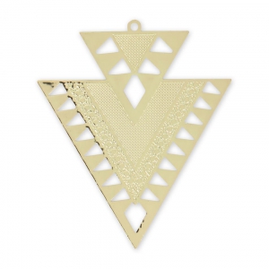 Metal triangle pendant ethnic decoration 45mm Light gold x2