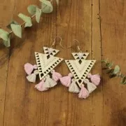 Metal triangle pendant ethnic decoration 45mm Light gold x2