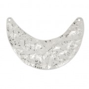 Half moon hammered brass spacer 46 mm rhodium tone x1|raw }}