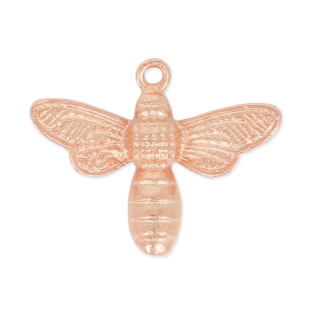 Metal Cast Bee charm 15 mm rosegold HQ 