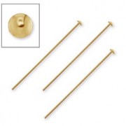 925 Sterling Silver head pin 50x3x0,85 mm Gold Tone x5|raw }}