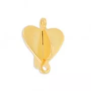 3D Heart spacer in brass 12.7 mm fine Gold plated x1
