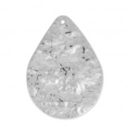 Pendant hammered drop 30x22 mm rhodium tone x1