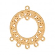 Round ethnic spacer/chandelier 7 rings 37 mm fine gold plated x1