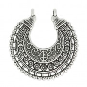 Pendant spacer 2 loops round ethnic 39 mm Antique Silver Plating x1