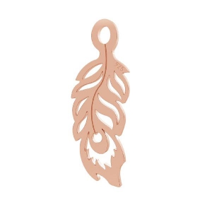 925 Sterling Silver peacock feather 20 mm rosegold plated x1