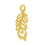 925 Sterling Silver peacock feather 20 mm fine Gold plated x1