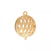 Metal spacer filigreed round 21x16 mm goldtone x1