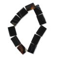Bead Black Agate rectangle 32x23mm x1
