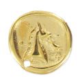 Sequin greek coin Apollo 14 mm fine Gold plated x1