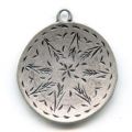Medal pendant Enameled fuchsia 36mm Old silver tone x1