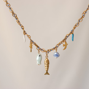 collier charms en acier inoxydable thème marin