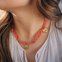 Collier grosse maille avec fermoir T et coeur 