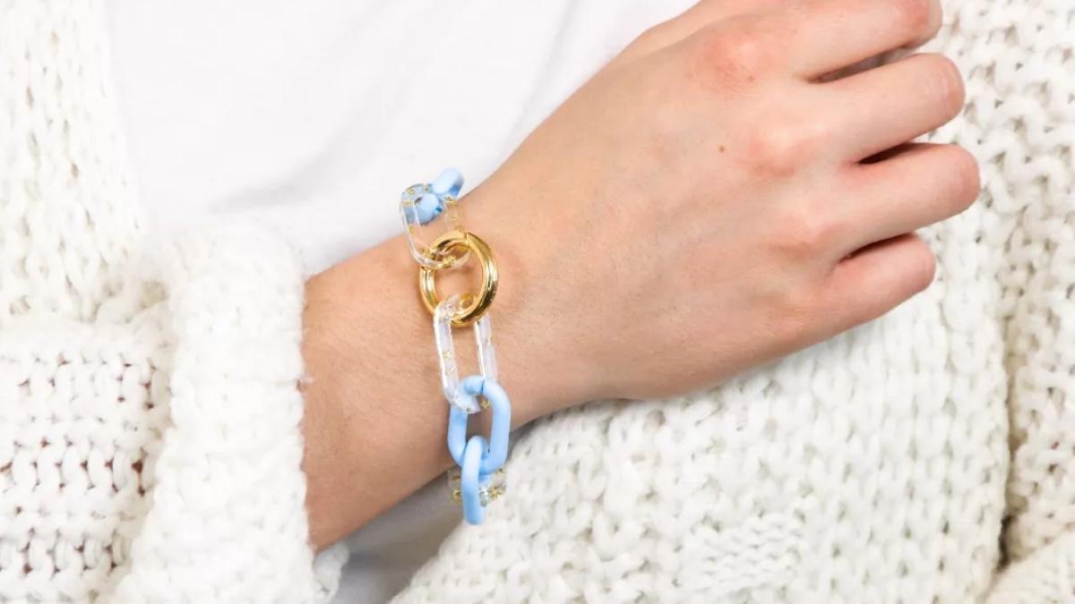 bracelet gros maillons résine époxy