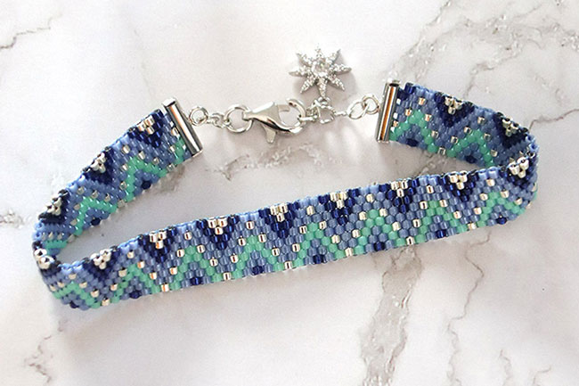 Bracelet Miyuki en Peyote Pair Bleu et Argenté