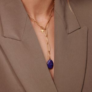 collier pendentif pierre lapis lazuli