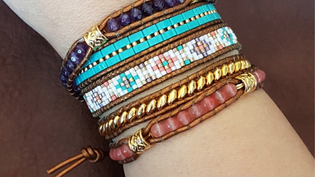 bracelet wrap strawberry quartz