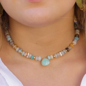 collier perles heishi amazonite