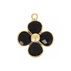 pendentif fleur en pierre noire - onyx