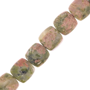 perle carr&eacute;e unakite