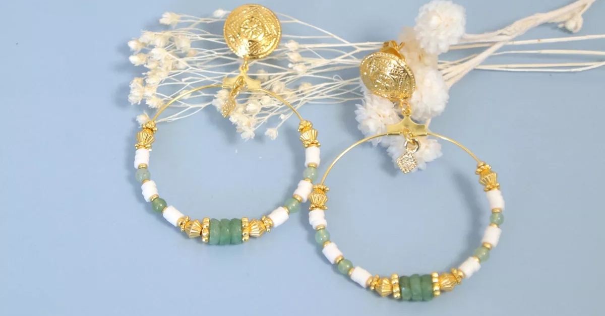 boucles d'oreilles créoles heishi