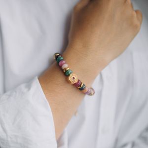 Bracelet en pierres naturelles et perle fleur