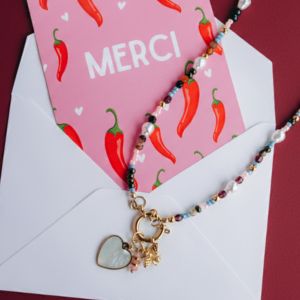 Collier pendentif coeur et perles Miyuki 