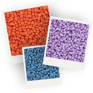 rocailles Miyuki oranges, bleues et violettes
