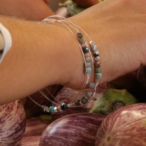 bracelet semainier argent et turquoise africaine