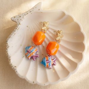Boucles d'oreilles fantaisie color&eacute;es