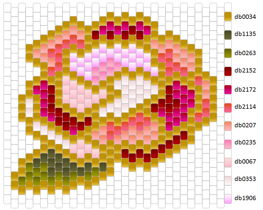 Schema  DIY Peony woven beaded Miyuki Delicas