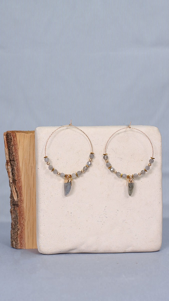 Lapis Lazuli Pearl Creoles and Shark Tooth Gold and Blue Pendant