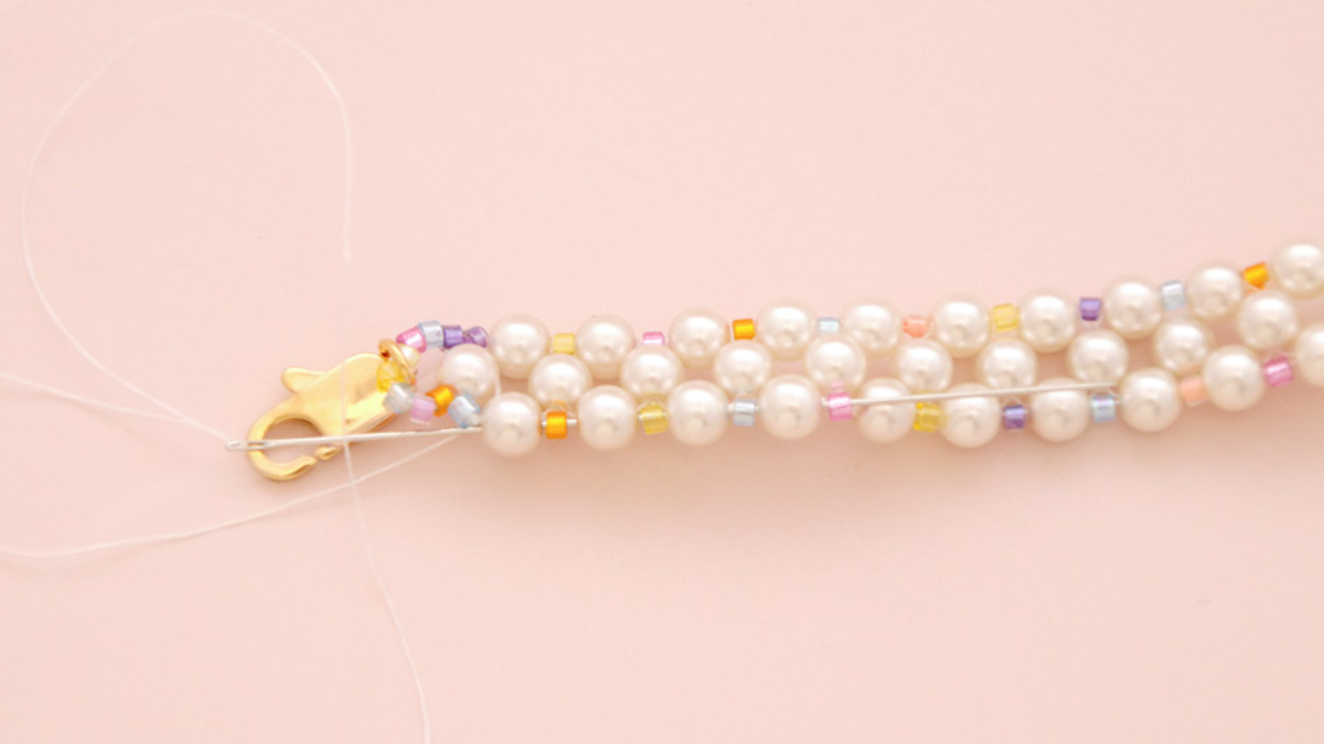 Preciosa and Mix pearl bracelet Miyuki delicas : Step 15