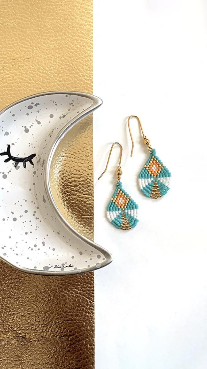 Schema  Miyuki 11/0 pearl geometric earrings