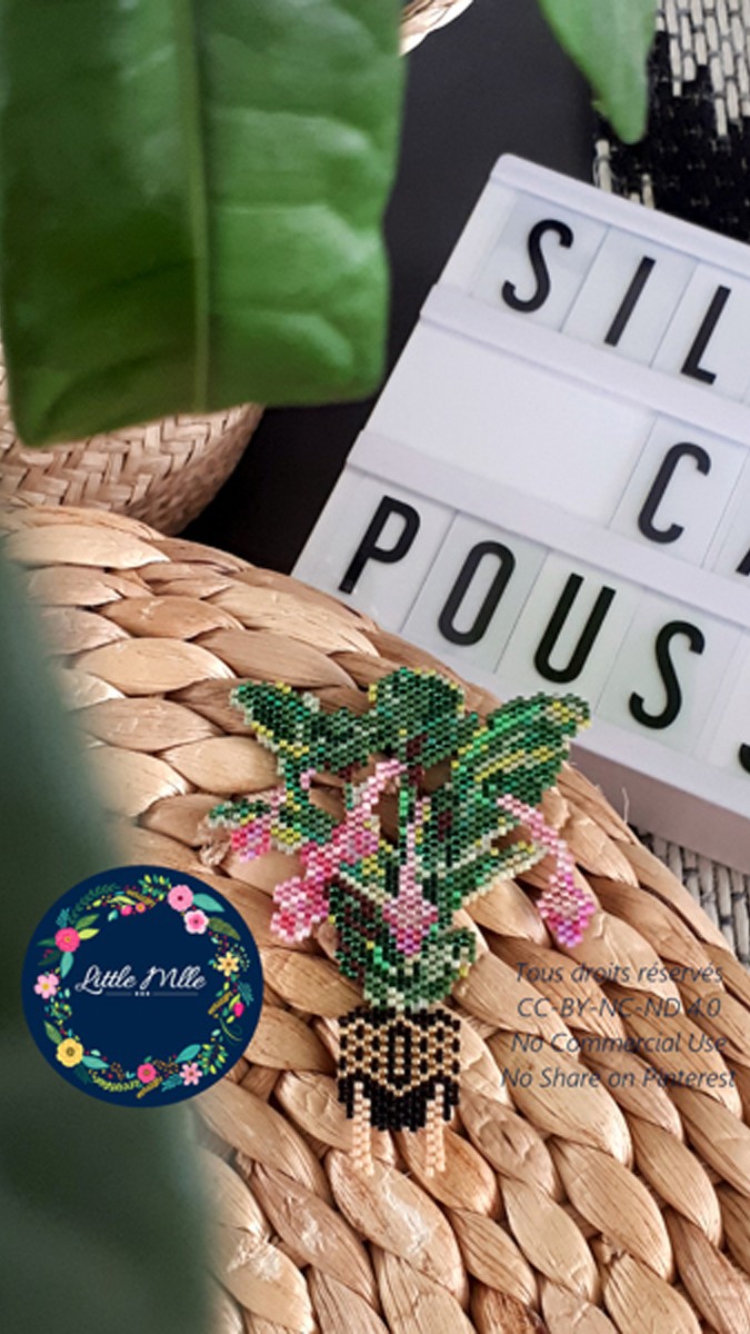 Schema Weaving grid Brick Stitch green plant Medinillia Magnifica Miyuki Delicas 11/0 Schema Weaving grid Brick Stitch green plant Medinillia Magnifica Miyuki Delicas 11/0