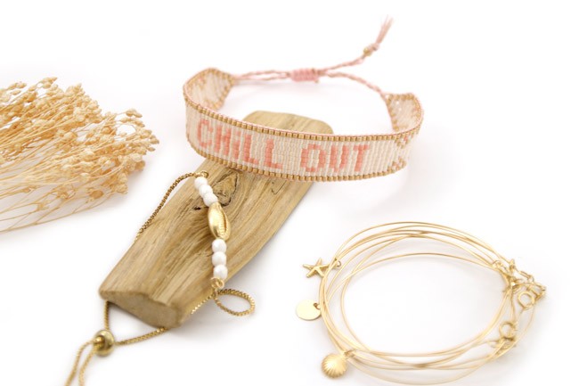 Schema Miyuki pearl bracelet with Chill out message Schema Miyuki pearl bracelet with Chill out message