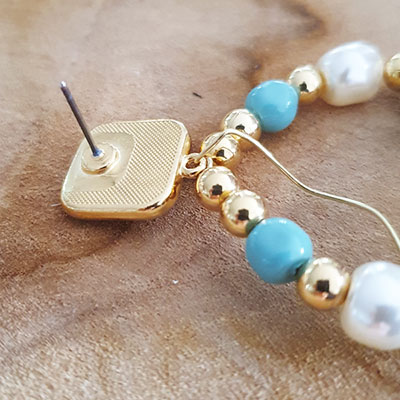 PureCrystal pendant earrings with pearly beads : Step 3