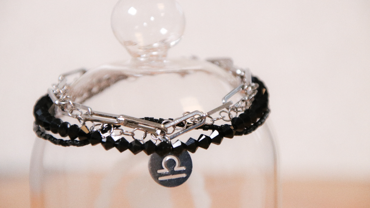 Stainless steel multirank bracelet, Miyuki delicacies and PureCrystal spinning tops