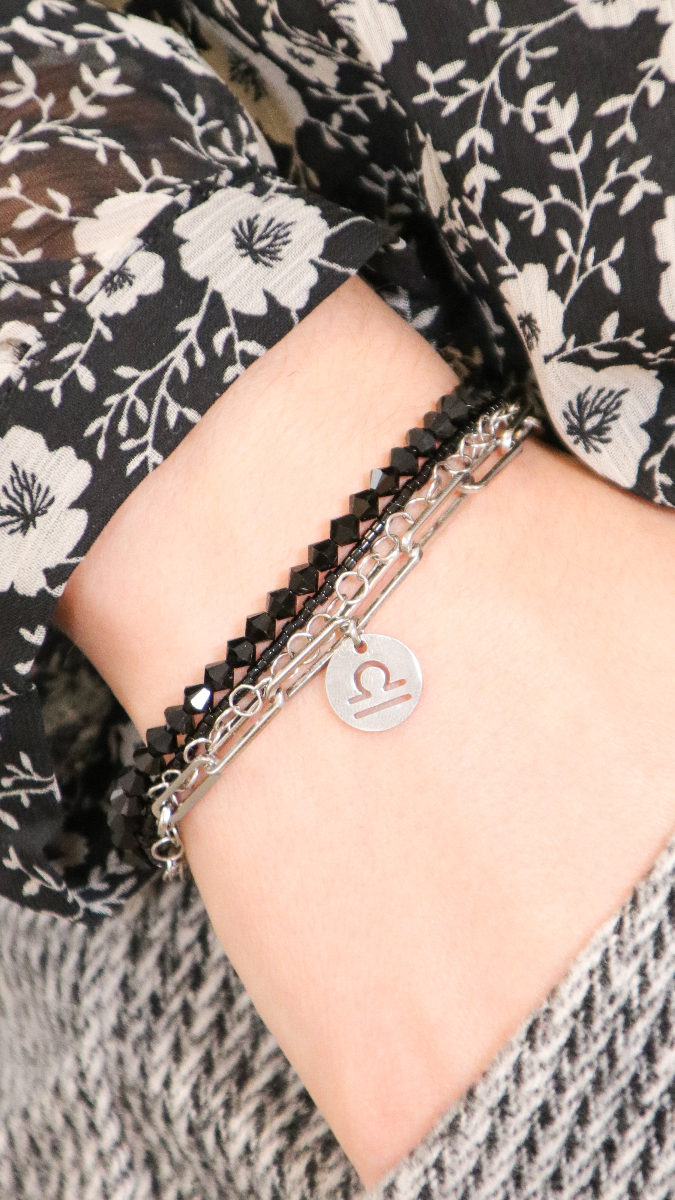 Schema Stainless steel multirank bracelet, Miyuki delicacies and PureCrystal spinning tops Schema Stainless steel multirank bracelet, Miyuki delicacies and PureCrystal spinning tops