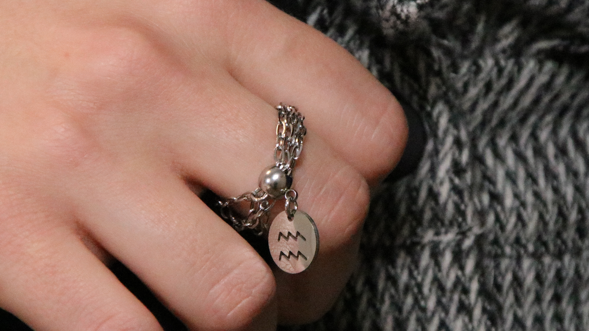 Stainless steel multi-row chain ring and charm