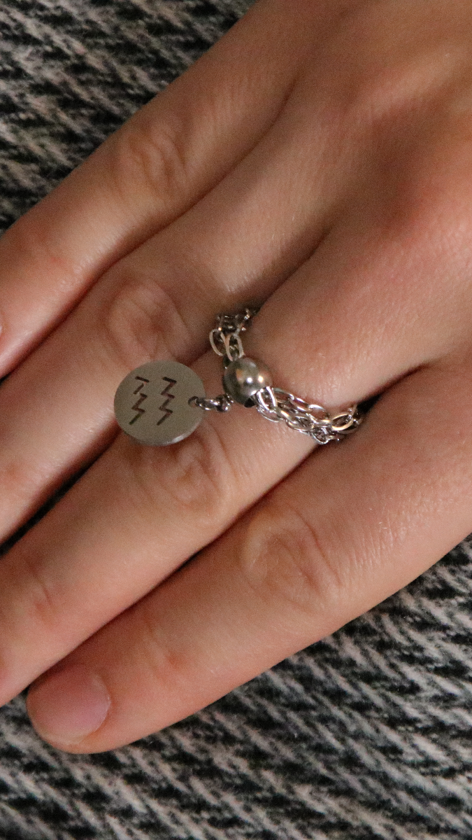 Schema  Stainless steel multi-row chain ring and charm